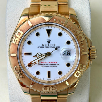 Rolex Yacht-Master 40 18K Yellow Gold White Dial Oyster Bracelet Ref. 16628 Warm Patina Unpolished Year 2000