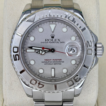 Rolex Yacht-Master 40 Rolesium Steel Platinum Bezel Dial Oyster Bracelet REF 16622 SERVICE POUCH YEAR 2004 FULLY LINKED NO HOLES