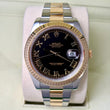 Rolex Datejust II 41mm Two Tone 18K Yellow Gold Black Roman Dial Fluted Bezel Ref. 116333 FULL SET BOX PAPERS YEAR 2015 SERVICED