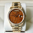 Rolex Day-Date 36mm President Walnut Wood Burlwood Dial 18K Yellow Gold 18038 Year 1970 FULL SET BOX PAPERS CERTIFICATE