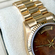 Rolex Day-Date 36mm President Walnut Wood Burlwood Dial 18K Yellow Gold 18038 Year 1970 FULL SET BOX PAPERS CERTIFICATE