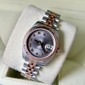 Rolex Lady-Datejust 26 Two Tone Roman Slate Gray Dial 18K Rose Gold Jubilee Ref. 179171 FULL SET BOX PAPERS 2006 SERVICED
