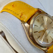 Rolex Oyster Perpetual 34 18K Yellow Gold Chamapagne Dial Fluted Bezel Leather Band Year 1978 Ref 1005 NO DATE Oyster Perpetual