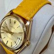 Rolex Oyster Perpetual 34 18K Yellow Gold Chamapagne Dial Fluted Bezel Leather Band Year 1978 Ref 1005 NO DATE Oyster Perpetual