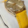 Rolex Oyster Perpetual 34 18K Yellow Gold Chamapagne Dial Fluted Bezel Leather Band Year 1978 Ref 1005 NO DATE Oyster Perpetual