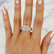 Simon. G Engagement Diamond Baguette Halo Ring 18K White and Rose Gold Size 8.5