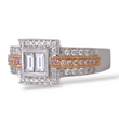Simon. G Engagement Diamond Baguette Halo Ring 18K White and Rose Gold Size 8.5