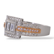 Simon. G Engagement Diamond Baguette Halo Ring 18K White and Rose Gold Size 8.5