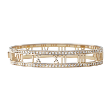 Tiffany & Co Diamond 0.74 CT Atlas Hinged Bangle Bracelet 18K Rose Gold Large