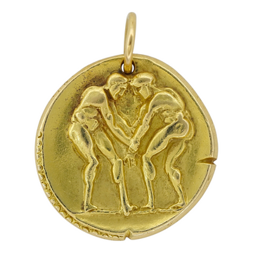 Van Cleef & Aprels Gemini Zodiac Pendant Georges L'Enfant Vintage 1970s 18K Yellow Gold