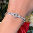 Vintage 1.40 CT Natural Diamond Bracelet 18K White Gold Safety Chain