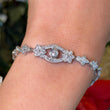 Vintage 1.40 CT Natural Diamond Bracelet 18K White Gold Safety Chain