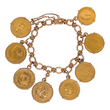 Vintage Gold Worldwide Coin Ladies Charm Bracelet 6.75 Inches 15K Yellow & Rose Gold 22K Coins