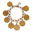 Vintage Gold Worldwide Coin Ladies Charm Bracelet 6.75 Inches 15K Yellow & Rose Gold 22K Coins