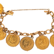 Vintage Gold Worldwide Coin Ladies Charm Bracelet 6.75 Inches 15K Yellow & Rose Gold 22K Coins