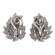Vintage 4 CT Diamond Platinum Clip-On Earrings 1950s Elegant Leaf Motif Marquise Pear Baguette