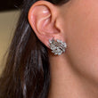 Vintage 4 CT Diamond Platinum Clip-On Earrings 1950s Elegant Leaf Motif Marquise Pear Baguette