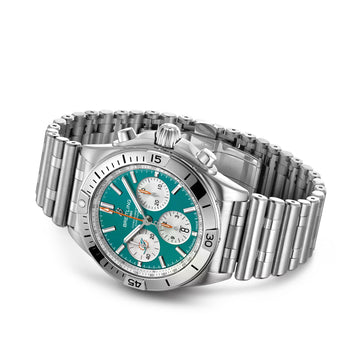 Breitling Chronomat 42 B01 42 Steel Automatic Teal Blue Dial White Subdials NFL Miami Dolphins Edition FULL SET BOX PAPERS MINT CONDITION