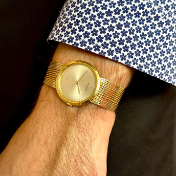 Patek Philippe Calatrava Retailed by Gubelin 18K Yellow Gold Woven Bracelet Silver Dial Reference 3459