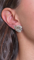 Vintage 4 CT Diamond Platinum Clip-On Earrings 1950s Elegant Leaf Motif Marquise Pear Baguette