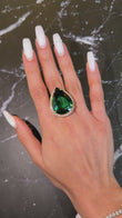 Impressive 41.21 CT Green Tourmaline and Diamond Ring 18K Yellow Gold GIA Size 6.5