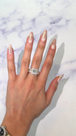 Simon. G Engagement Diamond Baguette Halo Ring 18K White and Rose Gold Size 8.5