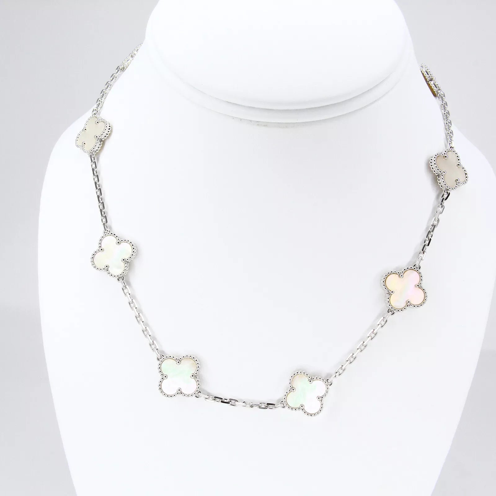 Van Cleef & Arpels Alhambra Necklace 10 Motifs Mother of Pearl Box Bill Of Sale 