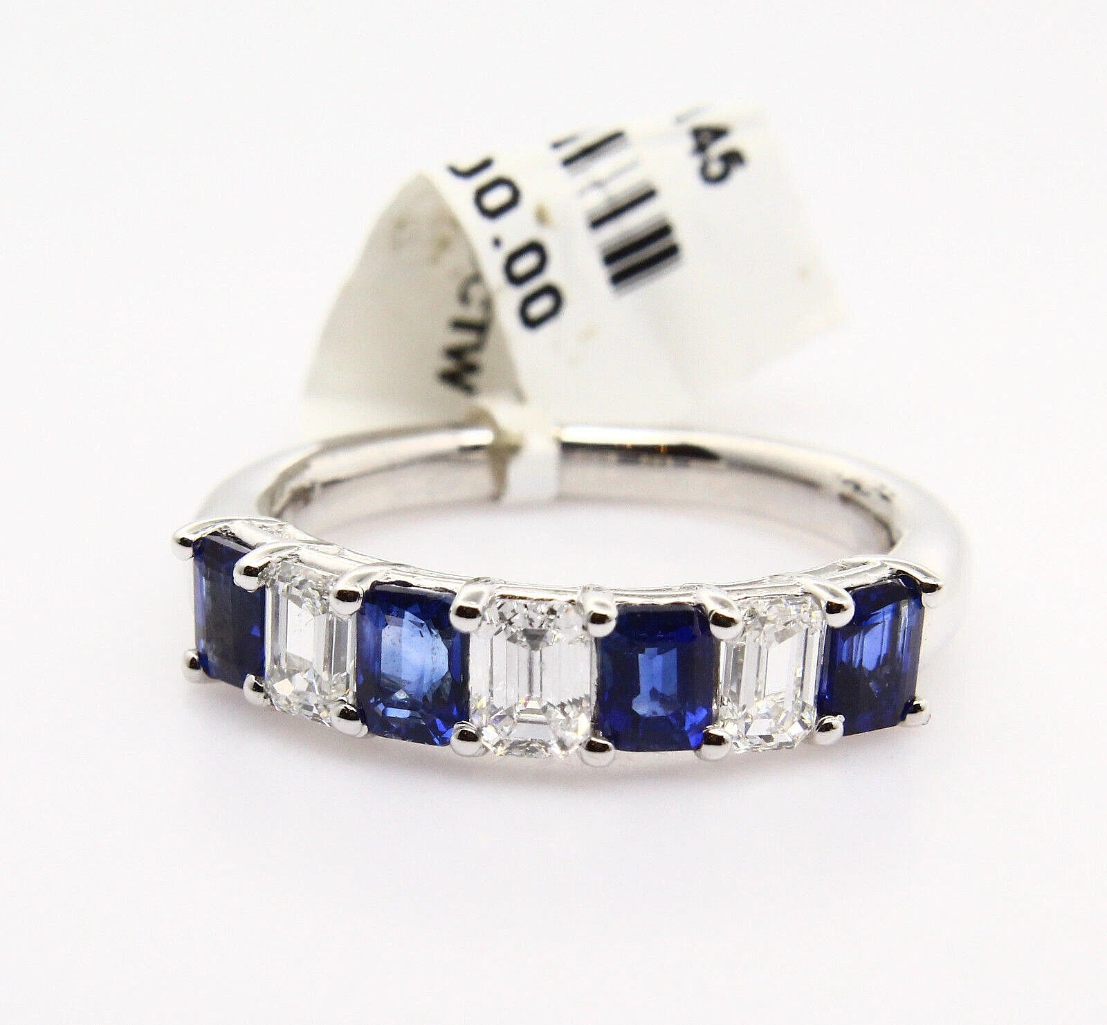 Estate 14K White Gold 1.25 CT Blue Sapphire 0.70 CT Diamond Vintage Ring 