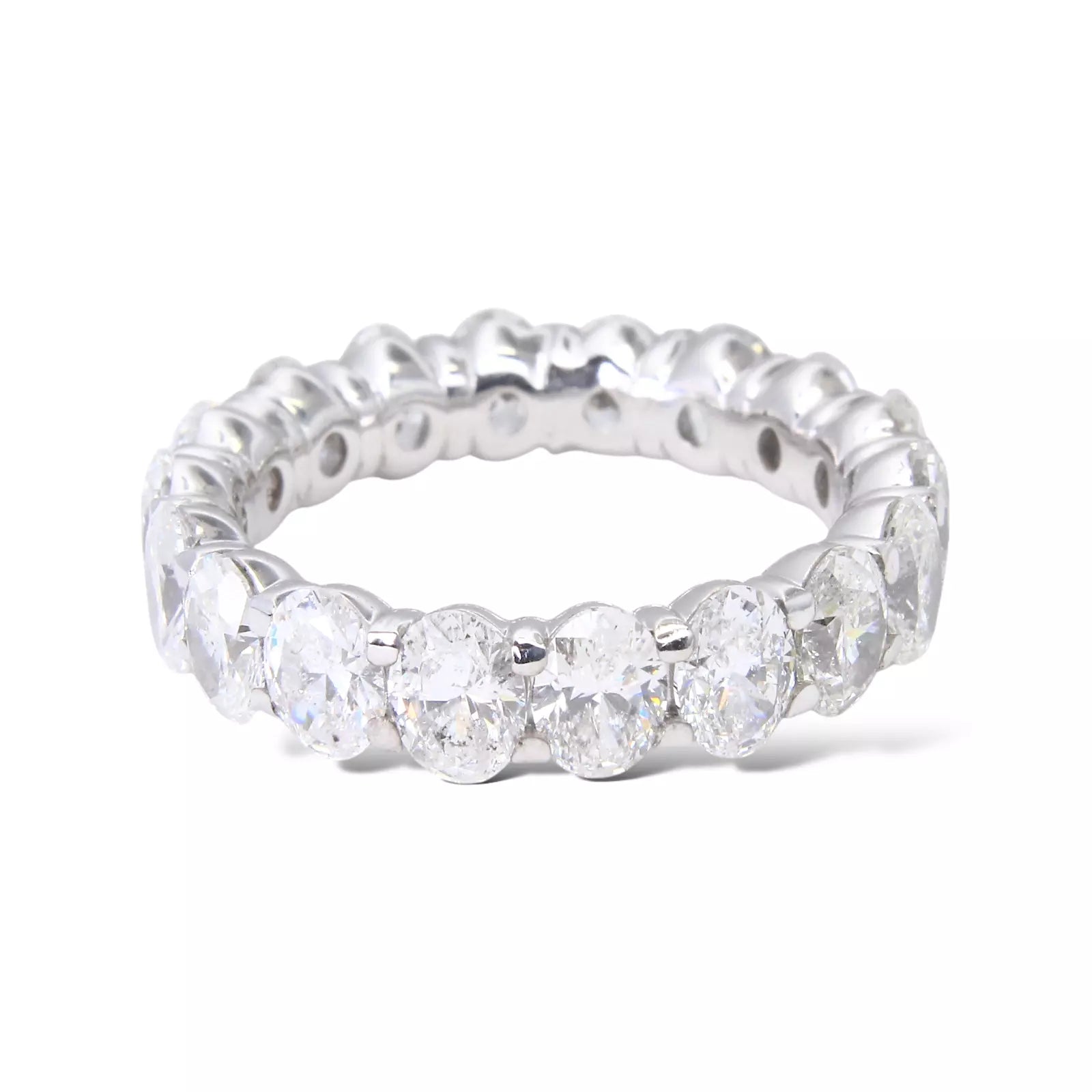 Natural Diamond Oval Cut Eternity Band 4 ct Classic Wedding Ring 18K White Gold 