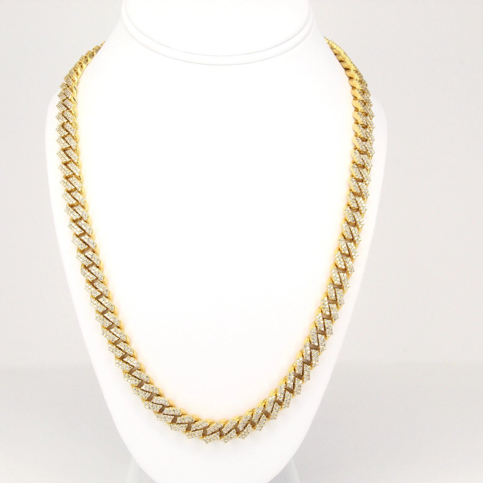 Diamond Cuban Link Necklace 16-18CT Iced Chain Style 10K Yellow Gold 