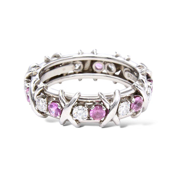 TIFFANY AND CO Diamond Pink Sapphire Schlumberger Platinum 950 Ring Appraisal 