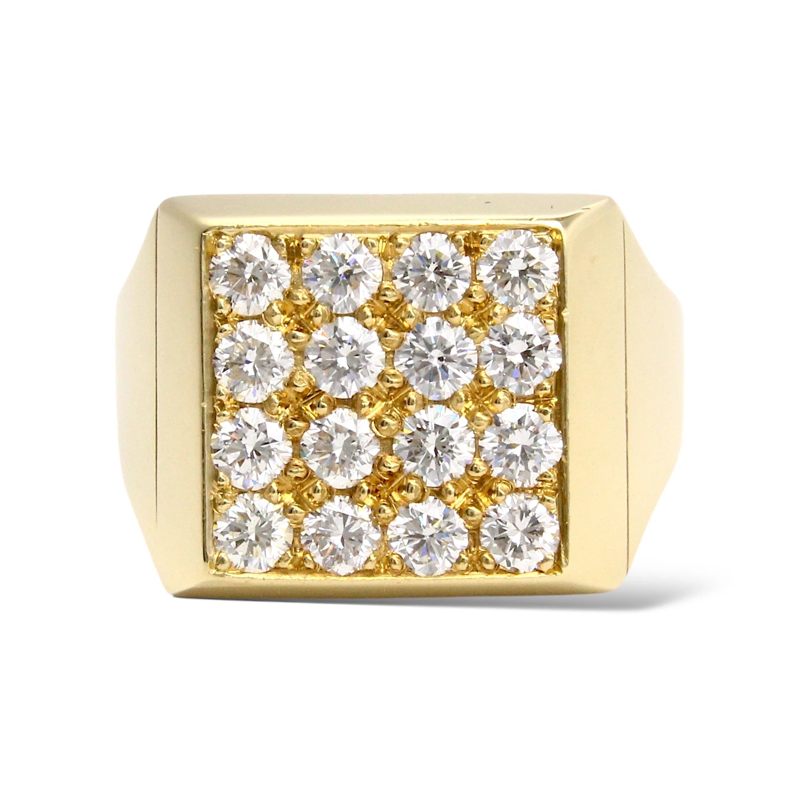 Diamond 14K Yellow Gold 1.65 CT Men’s Signet Statement Ring 