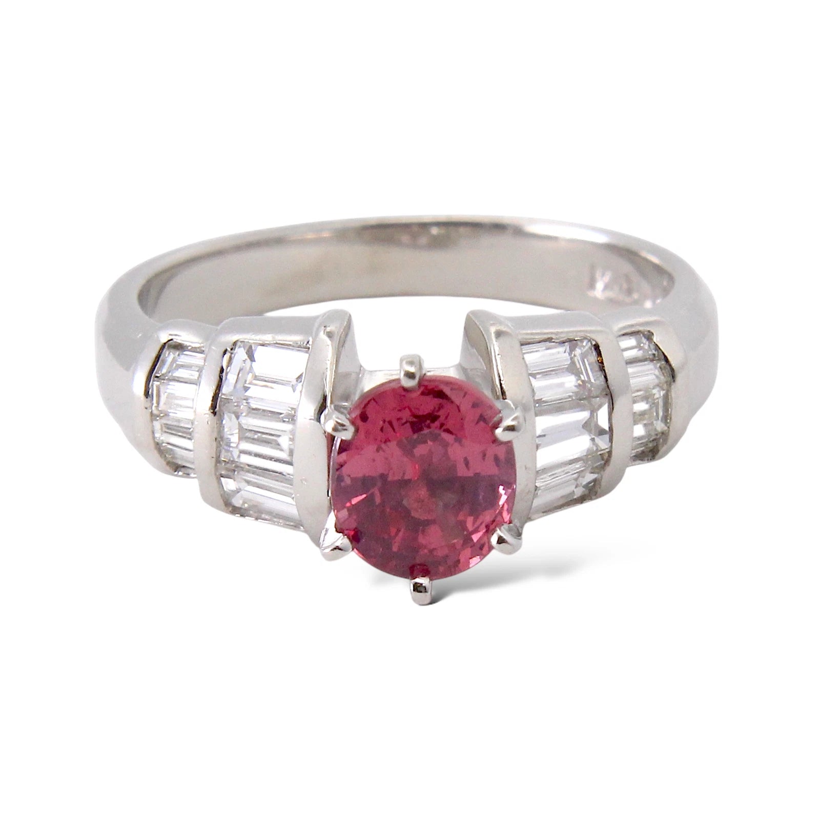 Pink Sapphire Diamond Ring 1.74 CT Platinum 950 Ring Size 6 1/2 