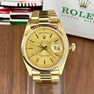 Rolex Day-Date 36mm Yellow Gold Fluted Bezel Champagne Dial President 1979 