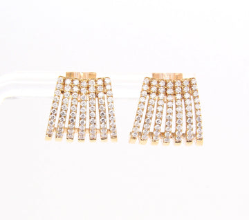 Diamond Fan Cluster Gold Stud Earrings 0.68 CT 18K Rose Gold 
