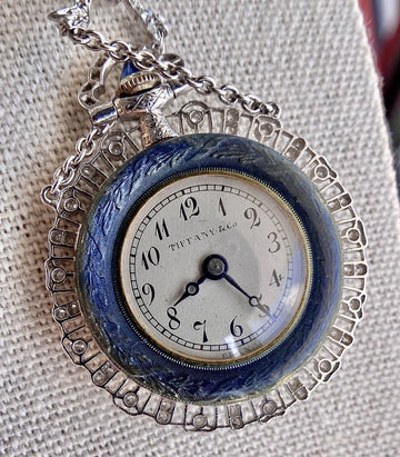 Tiffany & Co Lapel Platinum Edwardian Diamond Verger Freres Antique Pocket Watch 