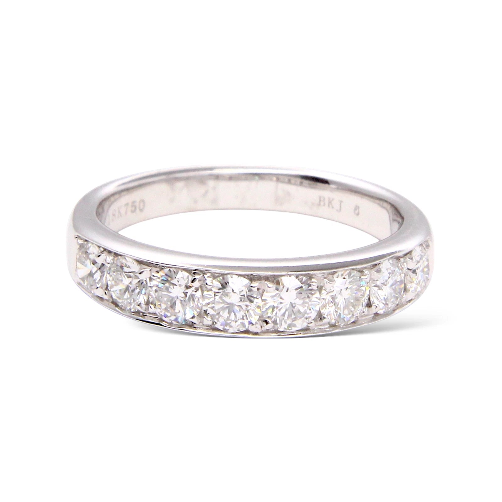 Anniversary Band 1CT Round Brilliant Cut 8 Diamonds 18K White Gold Ring 