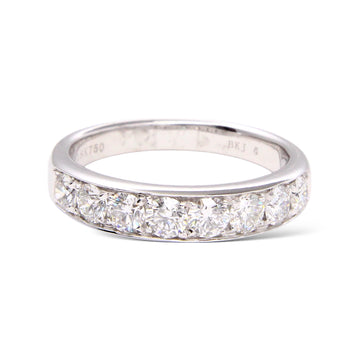 Anniversary Band 1CT Round Brilliant Cut 8 Diamonds 18K White Gold Ring 
