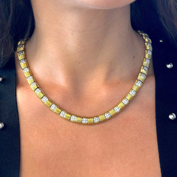 ROBERTO COIN Appassionata Diamond Link Necklace 18 Inches 18K Yellow Gold