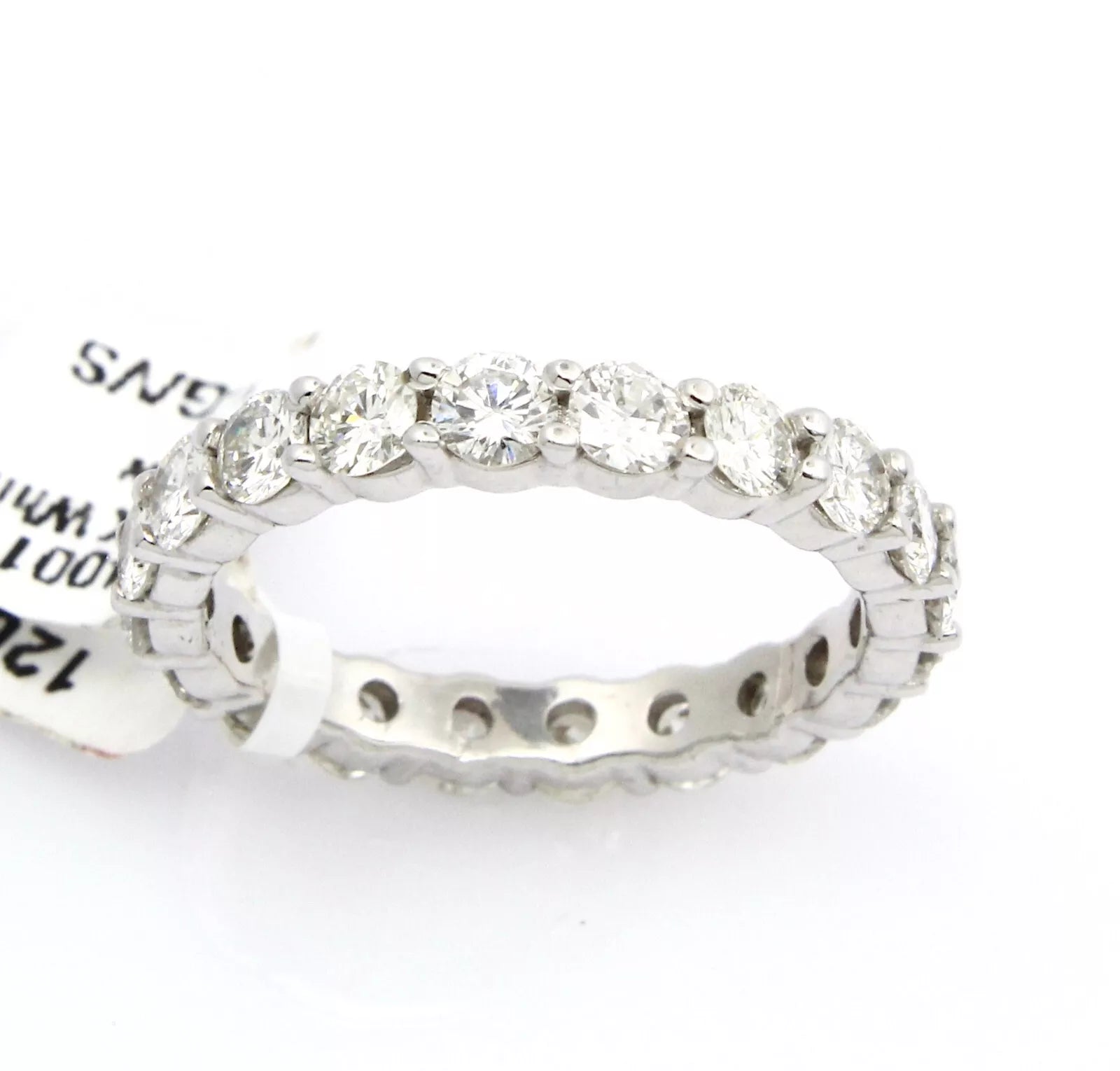 Eternity Band 14K White Gold Natural Round Brilliant Diamond 2CT Ring Size 6 1/2 