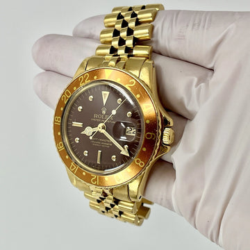 Rolex GMT Master 40 Brown Nipple 18k Yellow Gold Jubilee Root Beer Vintage Watch 