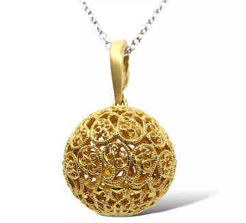CYNTHIA BACH Round Ball Pendant 18K Yellow Gold 