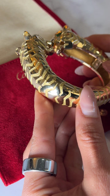 CARTIER Gengis Khan Bangle Paris Panthère 18K Yellow Gold Cuff Rare