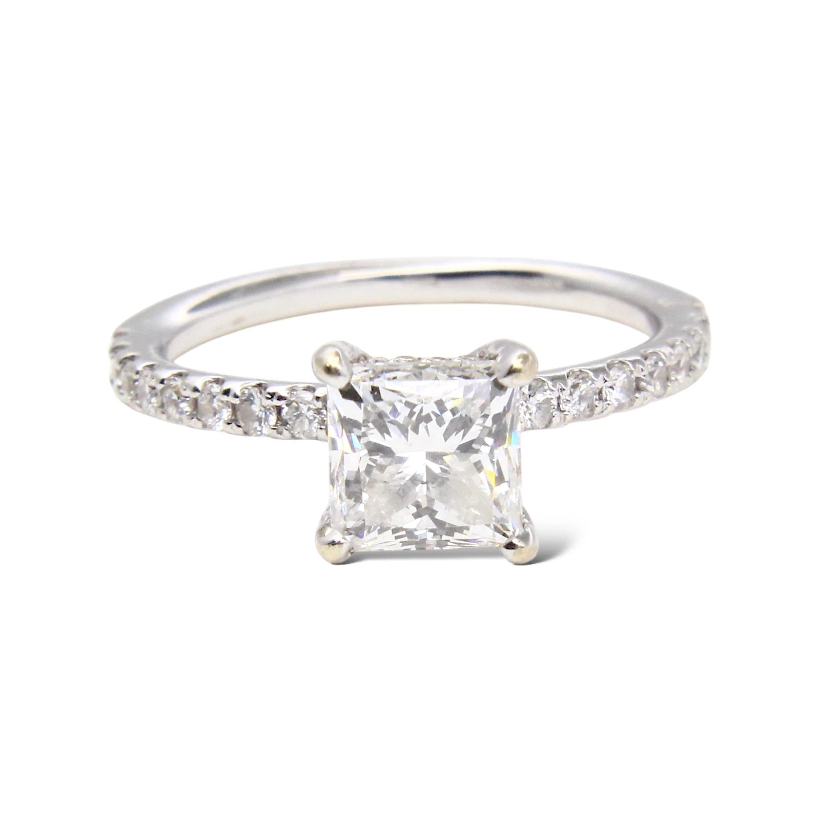 GIA Certified 1.26 CT Princess Cut Diamond Engagement 14K White Gold Ring 