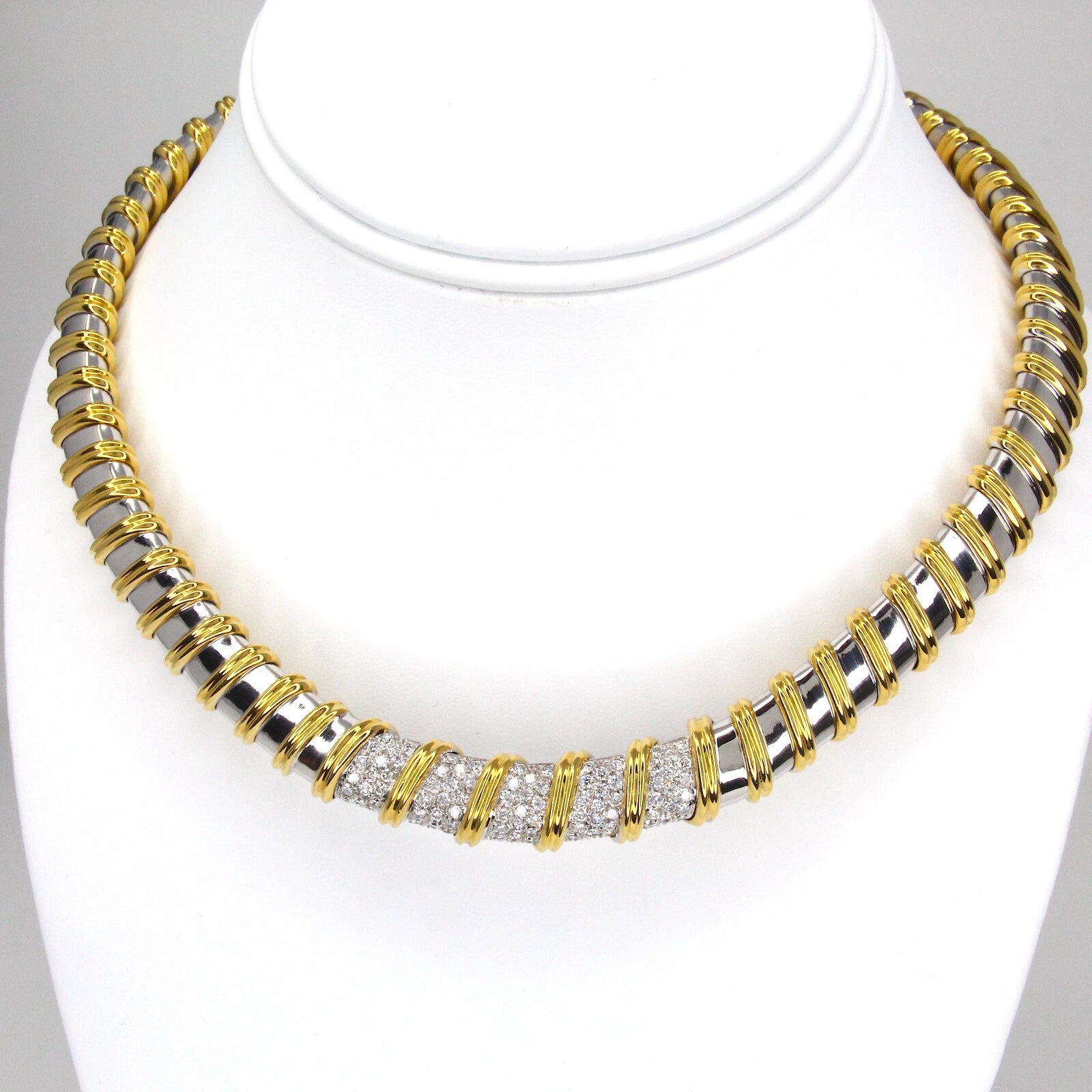 ROBERTO COIN NABUCCO Two-Tone Diamond 1.80CT Necklace 16" Inches 18K Yellow Gold 