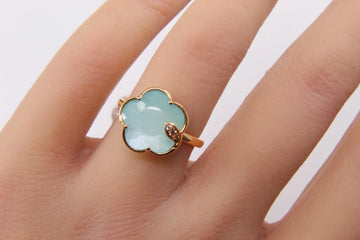 Pasquale Bruni 18k Rose Gold Petit Joli Turquoise White Moonstone Doublet Ring 