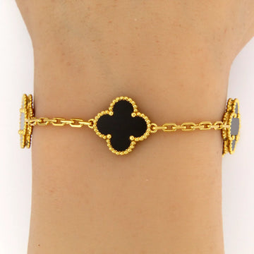 Van Cleef & Arpels Onyx Vintage Alhambra Bracelet 5 Motifs Bill Of Sale 