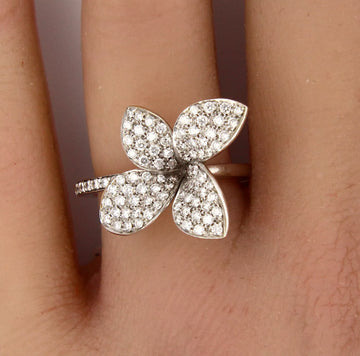 Pasquale Bruni Flower Garden Diamond 0.81 CT Ring 18K White Gold Size 6 1/2 