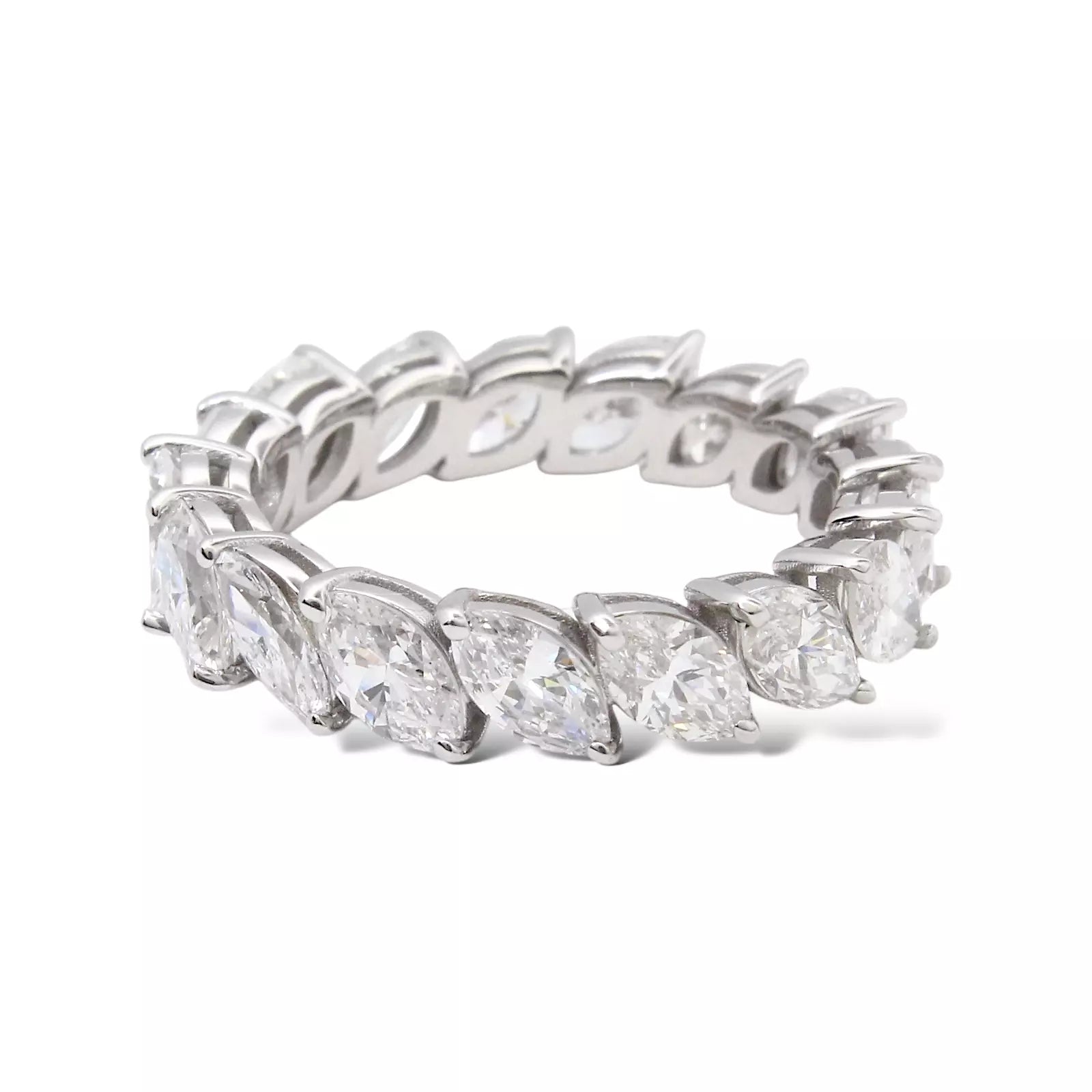 Diamond Marquise Cut Eternity Band 3.85 CT Classic Wedding Ring 18K White Gold 