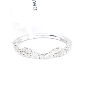 FANA Wave Band 0.25 CT Natural Diamond Round Cut 14K White Gold Ring 